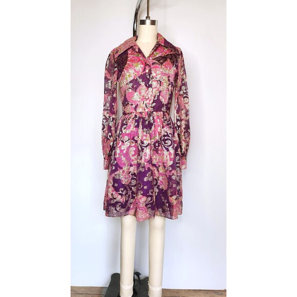 Oscar De La Renta Dress Metallic Dress - Colorful Dress - Floral Bright Dress XS - Picture 7 of 10